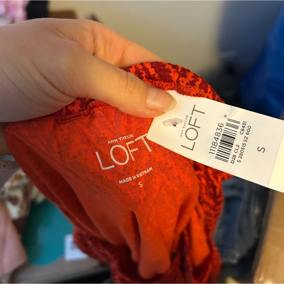 Nwt Loft Orange Chevron Elastic Waist Tank - Picture 3 of 5